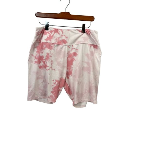 Como Blu Pink Tie Dye High Waisted Bike Shorts Size Large - Picture 1 of 5
